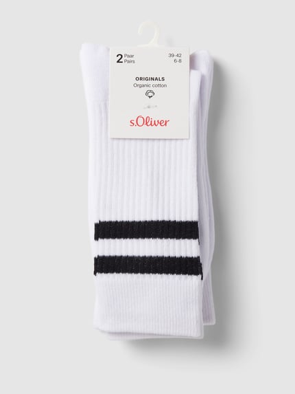s.Oliver RED LABEL Socken mit Kontraststreifen im 2er-Pack Weiss 3