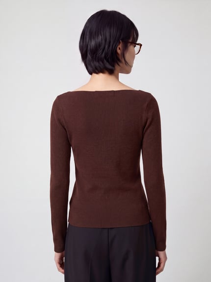VERO MODA Langarmshirt mit U-Boot-Ausschnitt Mittelbraun 5