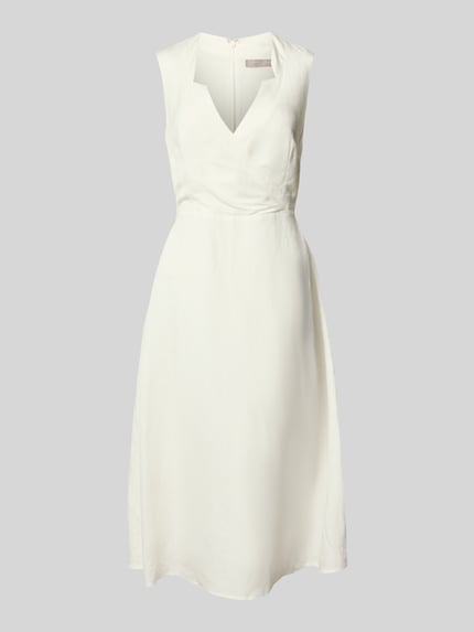 Produktfoto, Midikleid aus Leinen-Viskose-Mix in Wickel-Optik von Christian Berg Woman Selection, cremefarben, A-Linie, leichte Struktur, V-Ausschnitt, Rückenlänge 120 cm, Brustweite 45 cm, Größe 36