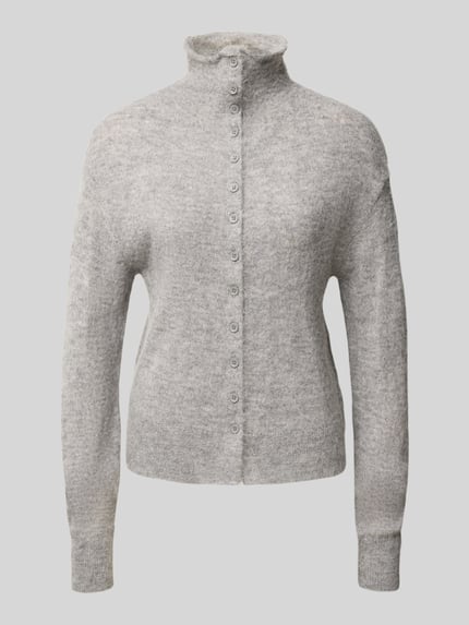 Gina Tricot Cardigan mit Alpaka-Anteil und Stehkragen Mittelgrau 1