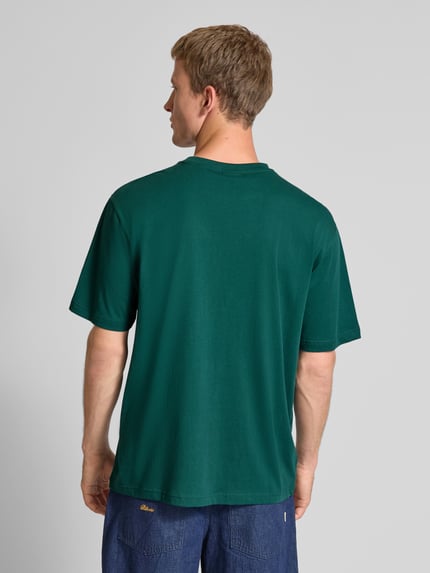 ONLY & SONS T-shirt o kroju relaxed fit z czystej bawełny model ‘BEANE’ Ciemnozielony 5