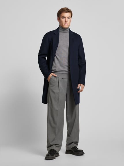 Profuomo Regular Fit  Wollmantel mit Reverskragen Marine 1