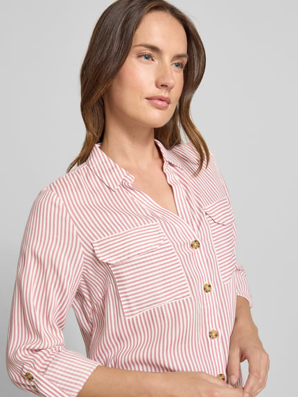 VERO MODA Regular Fit Hemdbluse aus reiner Viskose Modell 'BUMPY' Altrosa 3