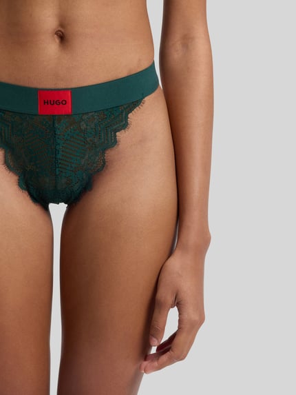 HUGO String van vrouwelijk kant, model 'STRING RL LACE' Donkergroen - 2
