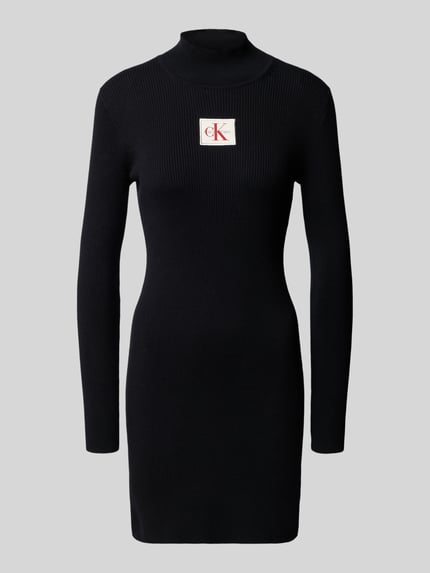 Calvin Klein Jeans Sukienka mini z naszywką z logo z imitacji dzianiny Czarny 2