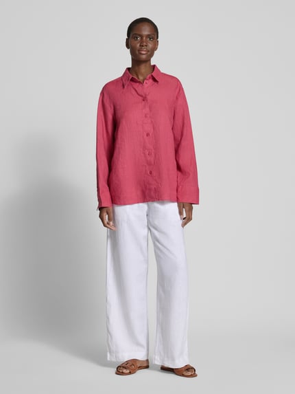 Samsøe Samsøe Regular fit overhemdblouse van linnen met doorknoopsluiting Rosé - 1