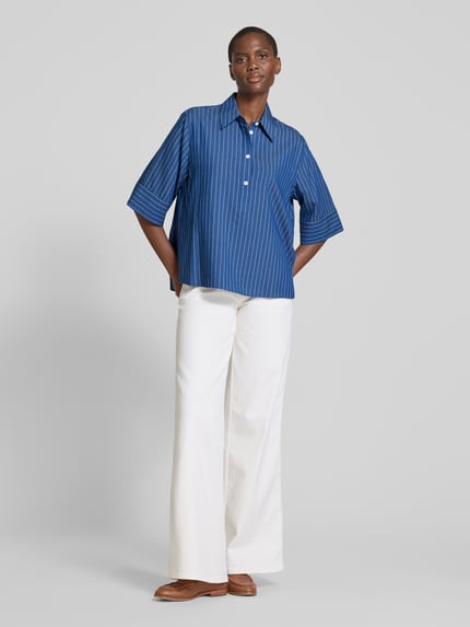 windsor. Regular fit overhemdblouse van viscosemix Koningsblauw - 1