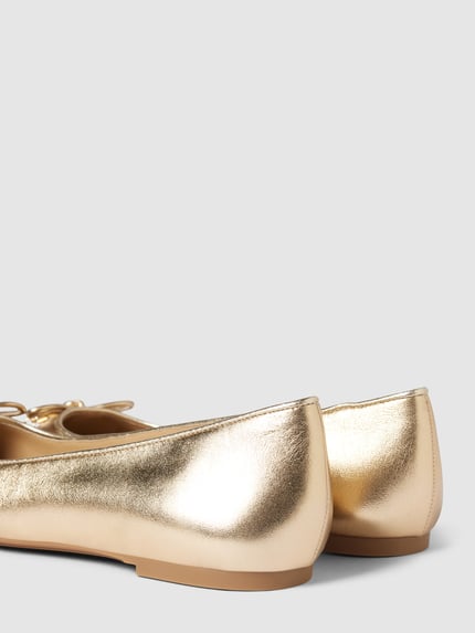 MICHAEL Michael Kors Ballerina's van leer met strikdetail, model 'NORI' Goud gemêleerd - 2