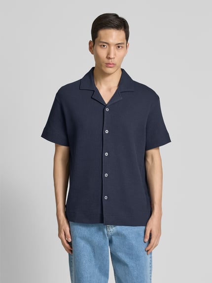 JOOP! JEANS Koszula casualowa o kroju regular fit z kołnierzykiem typu resort model ‘Esdras’ Granatowy 4