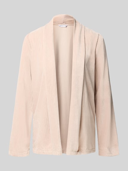 Produktfoto, Jacke mit Schalkragen Modell 'In44a' von ZABAIONE in Beige, Material-Mix mit Stretch-Anteil, offene Front, strukturierte Oberfläche.