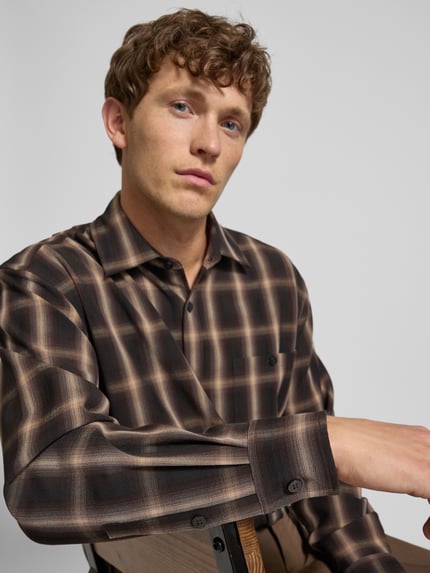 Jake*s Studio Men Vrijetijdsoverhemd met knoopsluiting Donkerbruin - 3