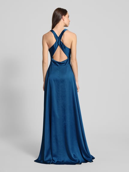 LUXUAR FASHION Abendkleid mit tiefem V-Ausschnitt Dunkelblau 5