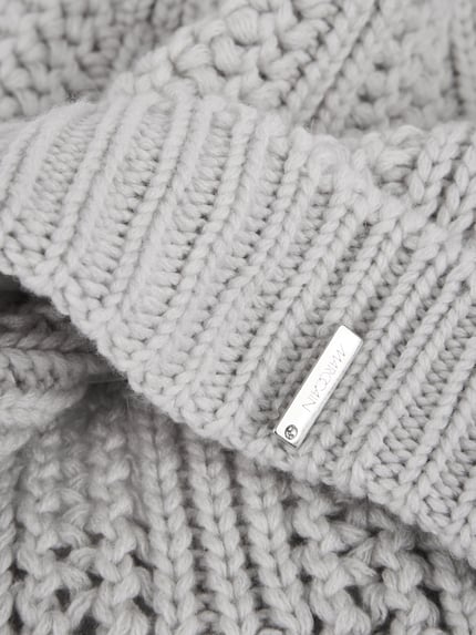 Marc Cain Mütze aus Wolle Kaschmir mit Label-Detail Hellgrau 2