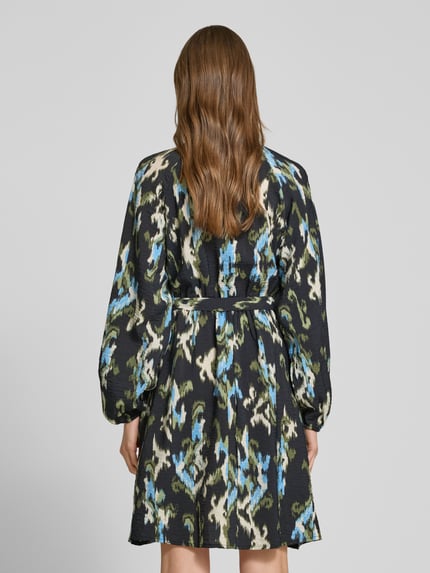 VILA Knielange jurk in kreuklook, model 'MARLOT MALI' Zwart - 5