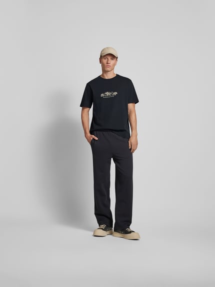 MAISON KITSUNÉ T-Shirt mit geripptem Rundhalsausschnitt Black 1
