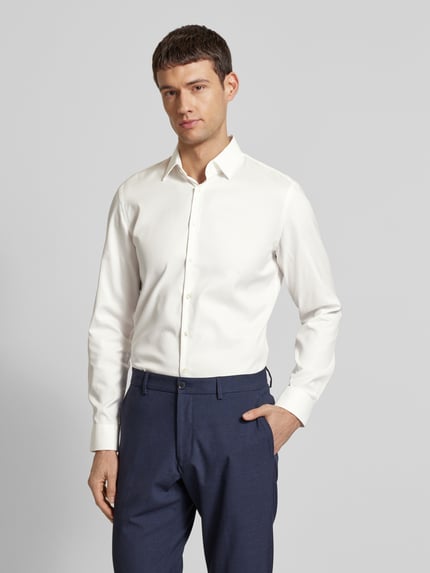 Jake*s Slim Fit Business-Hemd mit Kentkragen Ecru 4