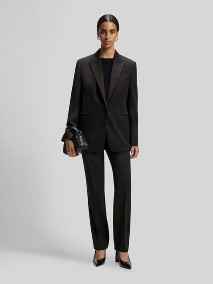 BOSS Regular Fit Longblazer aus Wolle mit Satinrevers Black 1