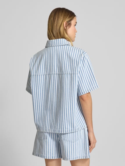 Jake*s Casual Bluzka koszulowa o kroju regular fit z rękawem o dł. 1/2 Jeansowy niebieski 5