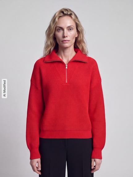 Jake*s Casual Loose fit schipperstrui van puur katoen Kersenrood - 4