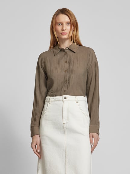 FREE/QUENT Overhemdblouse met knoopsluiting, model 'ELODIE' Hazelnoot - 4