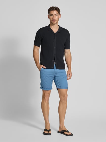 MCNEAL Slim fit bermuda met riem Oceaanblauw gemêleerd - 1