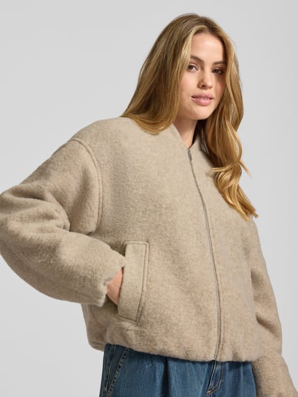 Jake*s Casual Bomberjack met wol Beige gemêleerd - 3