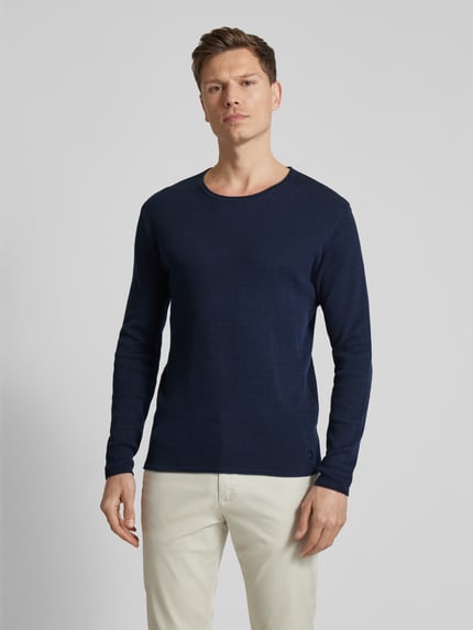 Tom Tailor Denim Regular Fit Strickpullover aus Baumwolle Dunkelblau 4