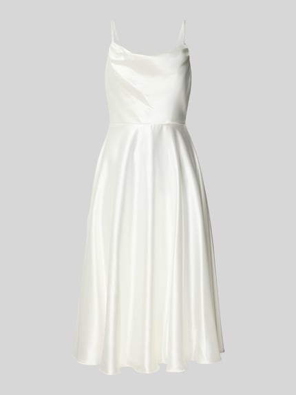 Produktfoto, Regular Fit Jurk uit Satijn met kanten afwerking van Luxuar, dames jurk, semi-transparante look, rugdecolleté, spaghettibandjes, naadritssluiting, getailleerde pasvorm, ruglengte maat 36: 115 cm, borstwijdte maat 36: 33 cm