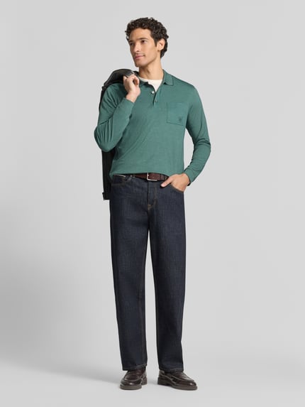 LERROS Regular Fit Poloshirt in Two-Tone-Machart Dunkelgruen 1