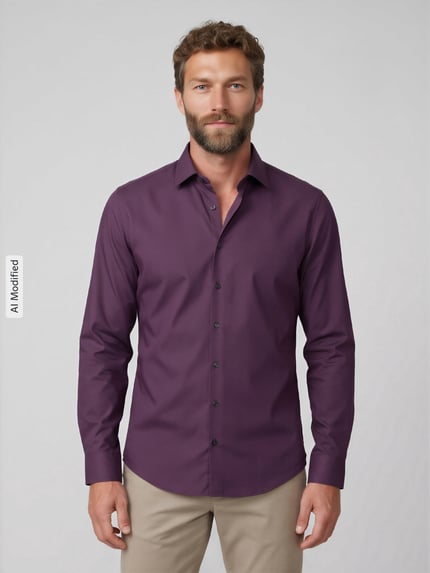 Jake*s Slim Fit Businesshemd mit Kentkragen Aubergine 4