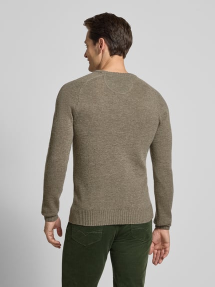 MCNEAL Regular Fit Strickpullover aus reiner Wolle Oliv Melange 5