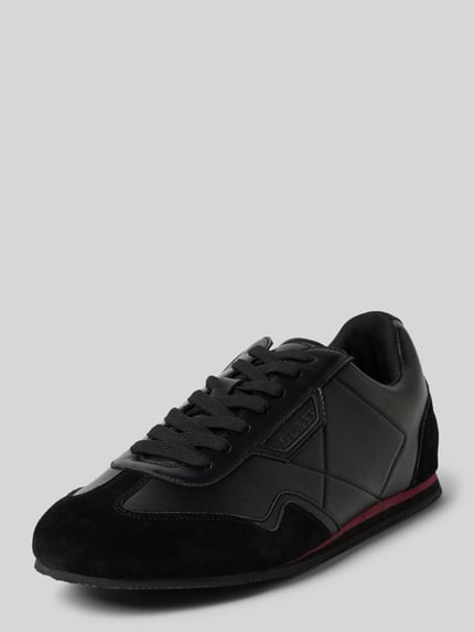 Productfoto, Schnürschuhe aus Leder-Mix Modell 'Olmo' van Guess in zwart met afgeronde pasvorm, logo-detail en geprofileerde zool, herenmode.