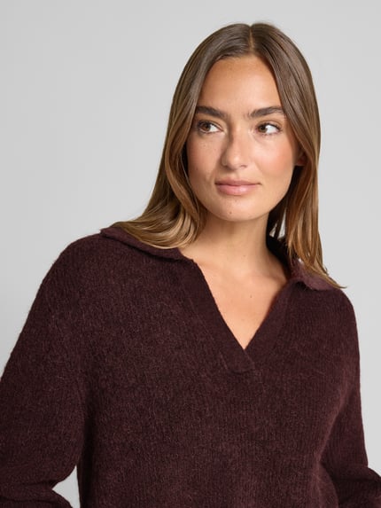 MOS MOSH Strickpullover aus Woll-Alpaka-Mix Modell 'Thora Aidy' Bordeaux 3