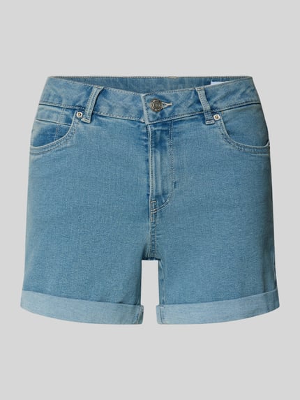 Produktfoto, Regular Fit Jeansshorts aus Baumwoll-Mix Modell 'LUNA' von Vero Moda, hellblau, Denim-Optik, fixierter Umschlag, 5-Pocket-Design