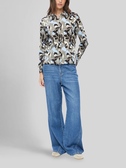 s.Oliver RED LABEL Regular fit blouse met lange mouwen van katoenmix Bleu - 1
