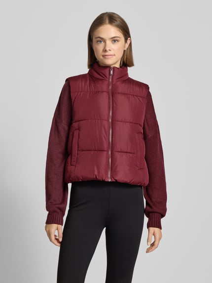 PIECES Regular Fit Steppweste mit Stehkragen Modell 'BEE NEW' Dunkelrot 4
