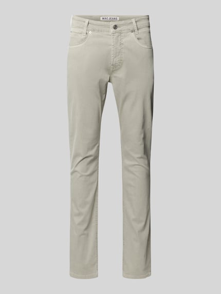 Produktfoto, Hose mit Eingrifftaschen Modell 'Arne Pipe' von MAC, Baumwoll-Mix mit Stretch-Anteil, Slim-Fit, beige, Knopf- und Reißverschluss