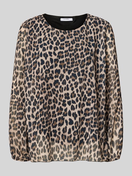 ZABAIONE Relaxed fit blouse met ronde hals Middenbruin - 2