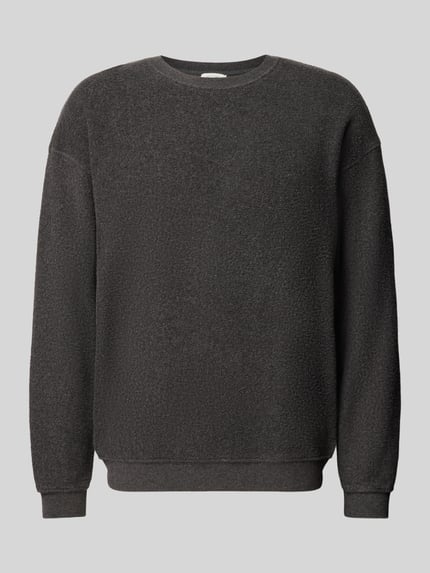 Produktfoto, Sweatshirt mit Rundhalsausschnitt Modell 'BOBYPARK' von American Vintage, reine Baumwolle, Relaxed Fit, dunkles Anthrazit, weiche Textur, sichtbare Bündchen, Rückenlänge und Ärmellänge gemäß Größe M