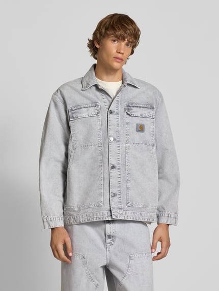 Carhartt Work In Progress Jeansjack met klepzakken op de borst, model 'Arctic' Middengrijs - 4
