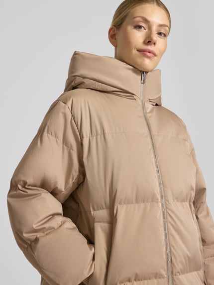 OPUS Loose fit pufferjack met capuchon model 'Hilena' Beige - 3