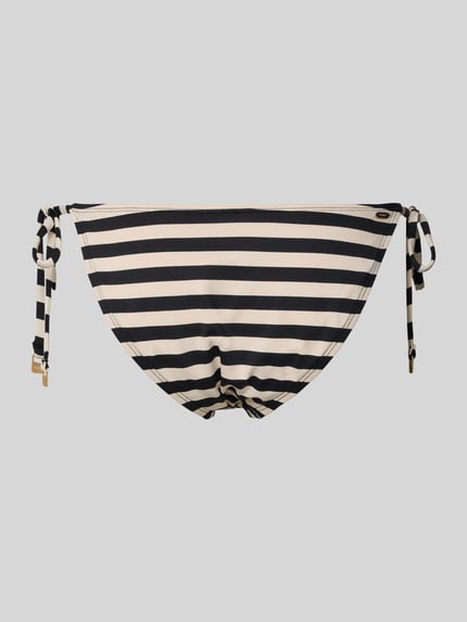 Produktfoto, Bikini-Slip mit seitlicher Schnürung Modell 'YADBOR' von Barts, schwarz-weiß gestreift, Material-Mix mit Stretch-Anteil