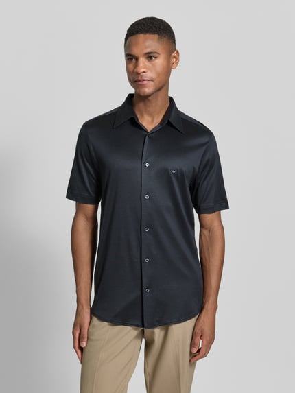 Emporio Armani Regular Fit Freizeithemd aus Lyocell-Mix Marine 4