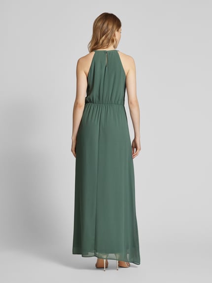 VILA Maxi-jurk met druppelvormige hals, model 'MILINA' Flessengroen - 5