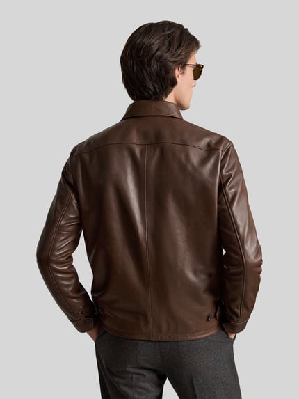 Polo Ralph Lauren Regular Fit Lederjacke aus echtem Leder Dunkelbraun 5