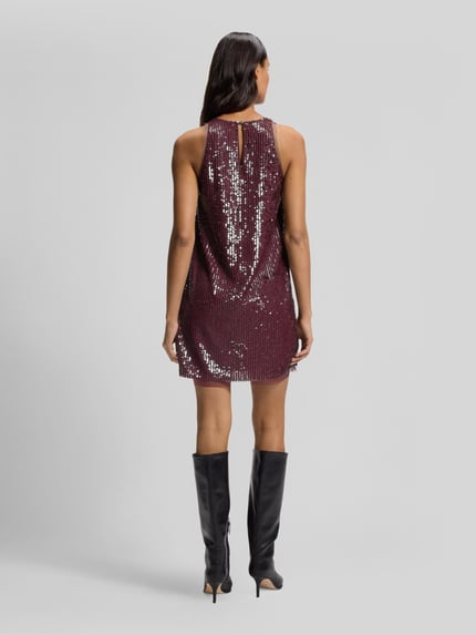 BOSS Orange Paillettenkleid mit Schlüssellochdetail hinten Bordeaux 5