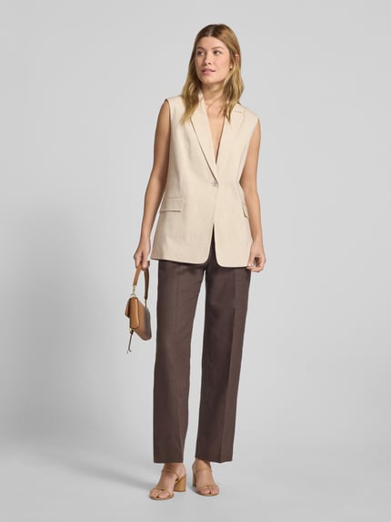 s.Oliver BLACK LABEL Relaxed Fit Weste aus Baumwoll-Mix mit Leinen Sand 1