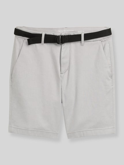 Produktfoto, Regular Fit Chinoshorts aus Baumwoll-Mix von Tom Tailor Denim, bi-color Optik, pasek, kieszenie, krój regular fit, bawełna