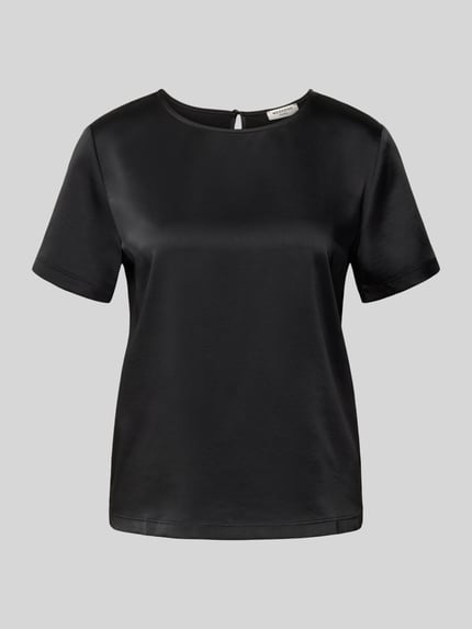 Produktfoto, schwarzes Regular Fit T-Shirt aus Satin Modell 'GILBERT' von Weekend Max Mara, glänzende Oberfläche, Rundhalsausschnitt
