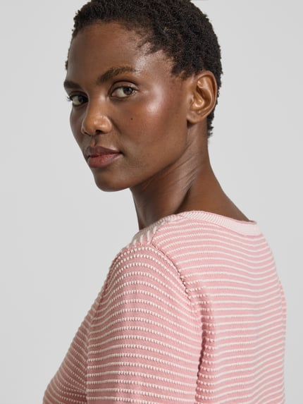Tom Tailor Regular Fit Pullover aus reiner Baumwolle Rosa 3